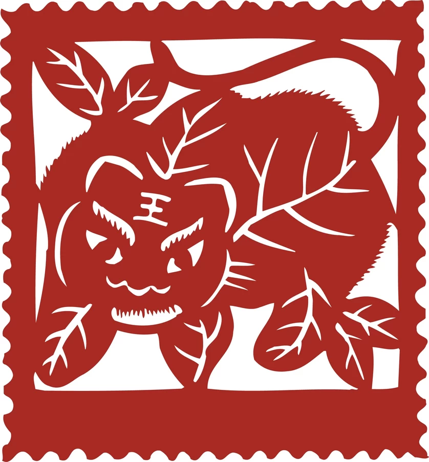 中国风中式传统喜庆民俗人物动物窗花剪纸插画边框AI矢量PNG素材【1549】